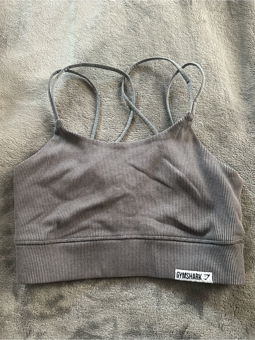 Gymshark Ribbed Strappy Sports Bra - Light Gray